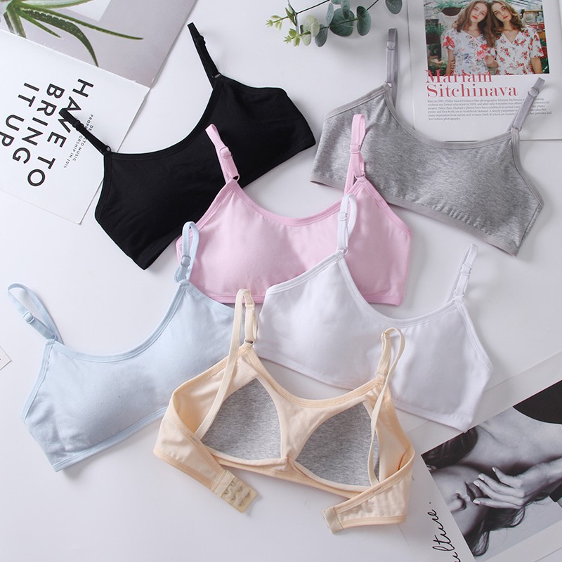 【8-16】 Girls Training Bra Underwear Solid Color Baby Bra Anti Peering Teenage Sport Bras