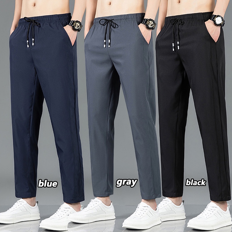 Solid Color Tracksuit Men Seluar Lelaki Pants Men Elasticity Seluar Slack Lelaki Casual Black Seluar Track Lelaki Seluar Lelaki Sweatpants Plus Size Long Pants Men