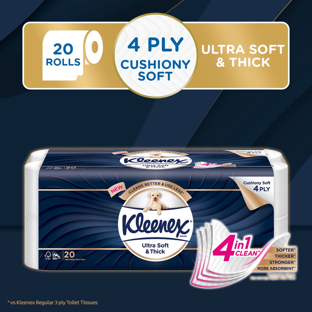 Kleenex Ultra Soft & Thick 4-Ply Toilet Tissue - 20 Rolls