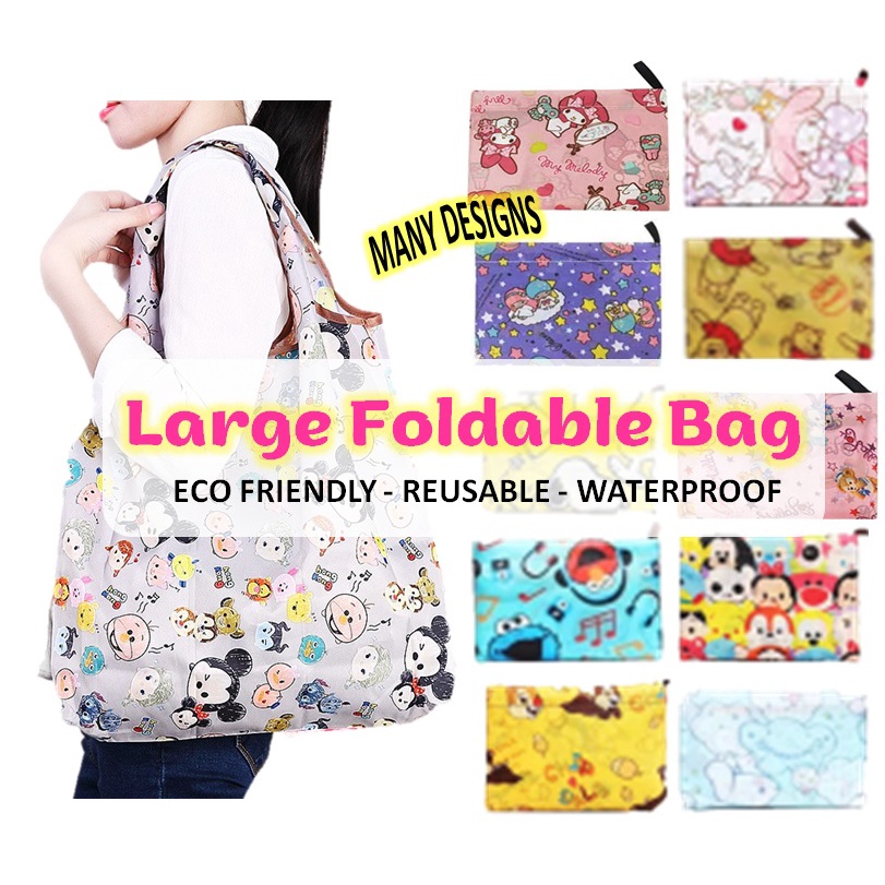 ✨?♻️ (XL) FOLDABLE RECYCLE BAG l Tote Bag l Shopping Bag l Reusable ECO Bag l Children Day Gifts ✨ Hello Kitty Elmo