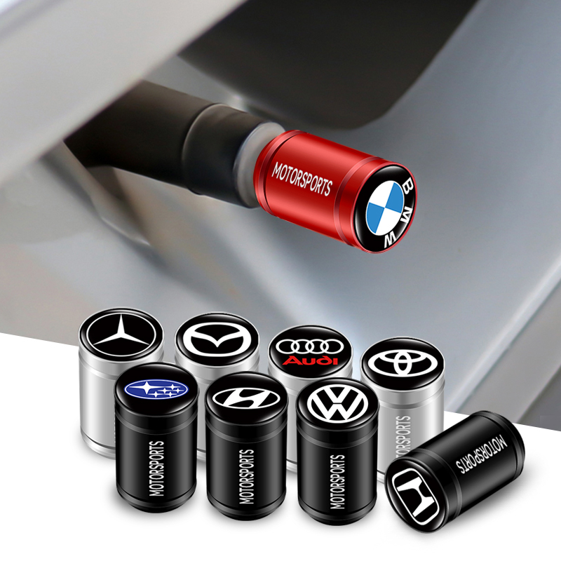 4pcs Aluminum Cylindrical Car Tire Dust-proof Cap Sport Styling Car Wheel Valve Protective Cap for Cars