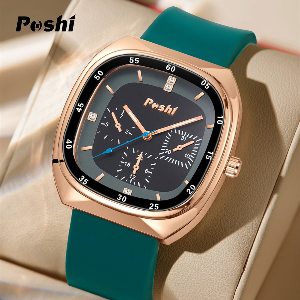 POSHI waterproof women watch quartz display silicone strap sport graceful ladies wristwatch Women