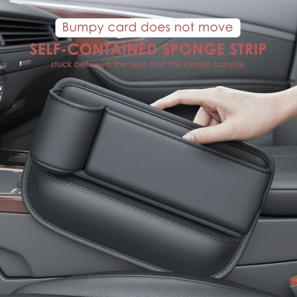Pu Leather Car Seat Gap Organizer Auto Console Side Storage Box with Cup Holder Seat Crevice Storage Box for Cellphones