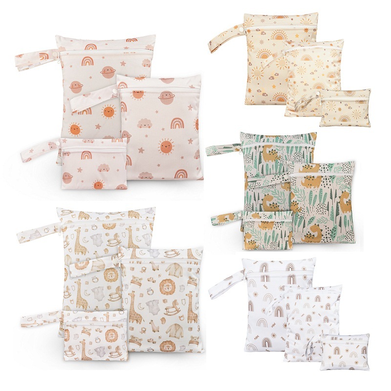 [3pcs/Set] Waterproof Wet Bag Nappy Diaper Bag Reusable Maternity Bag Stroller Mommy Bag Nappy Pouch Yoga Bag Mask Storage bag