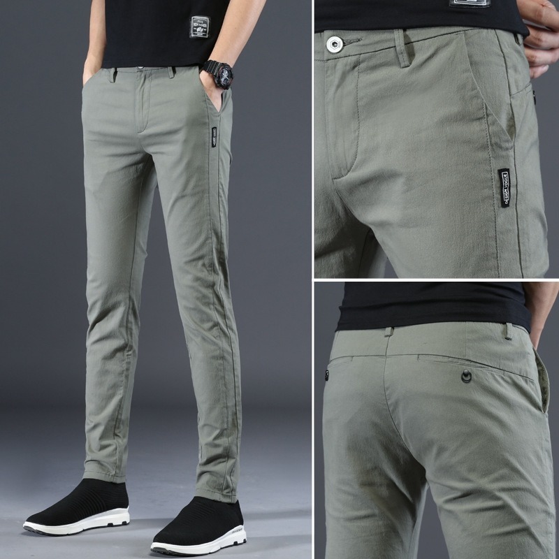 [Local Delivery] Korean Men's Slim Fit Pants Thin Ice Silk Breathable Casual Long Pant Fashion Trousers
