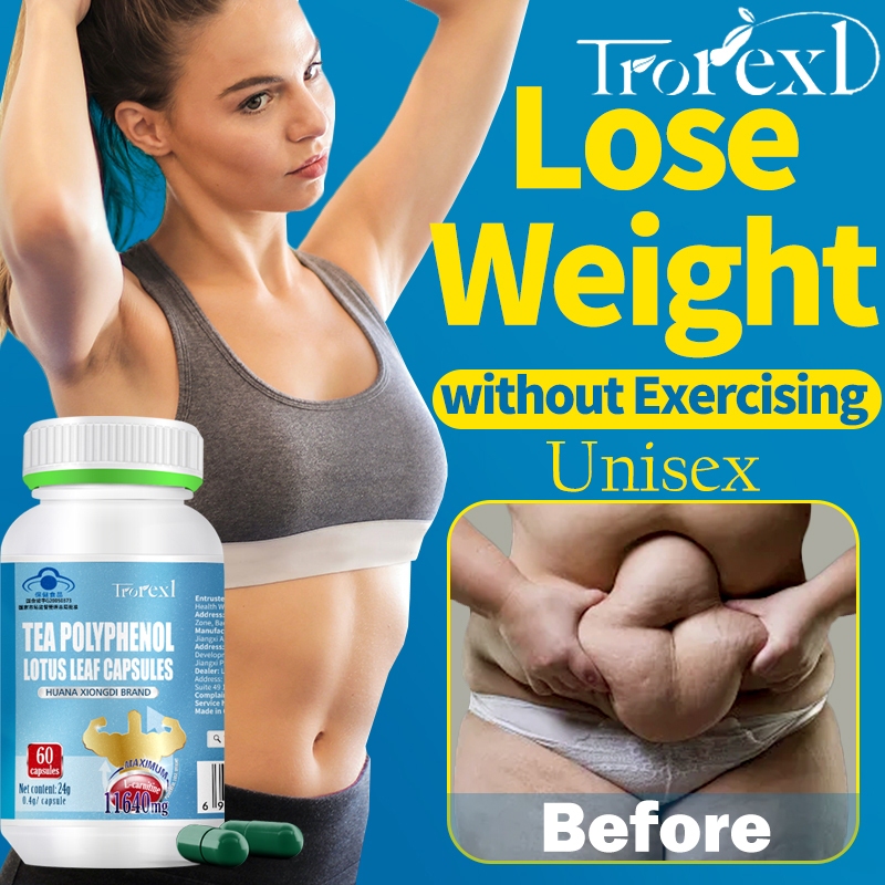 Trorexl 60 Capsules Halal Tea Polyphenols Lotus Leaf Extract-Quick Weight Loss Capsules for Men-Healthy Weight Loss-100% Effective-Burn Fat
