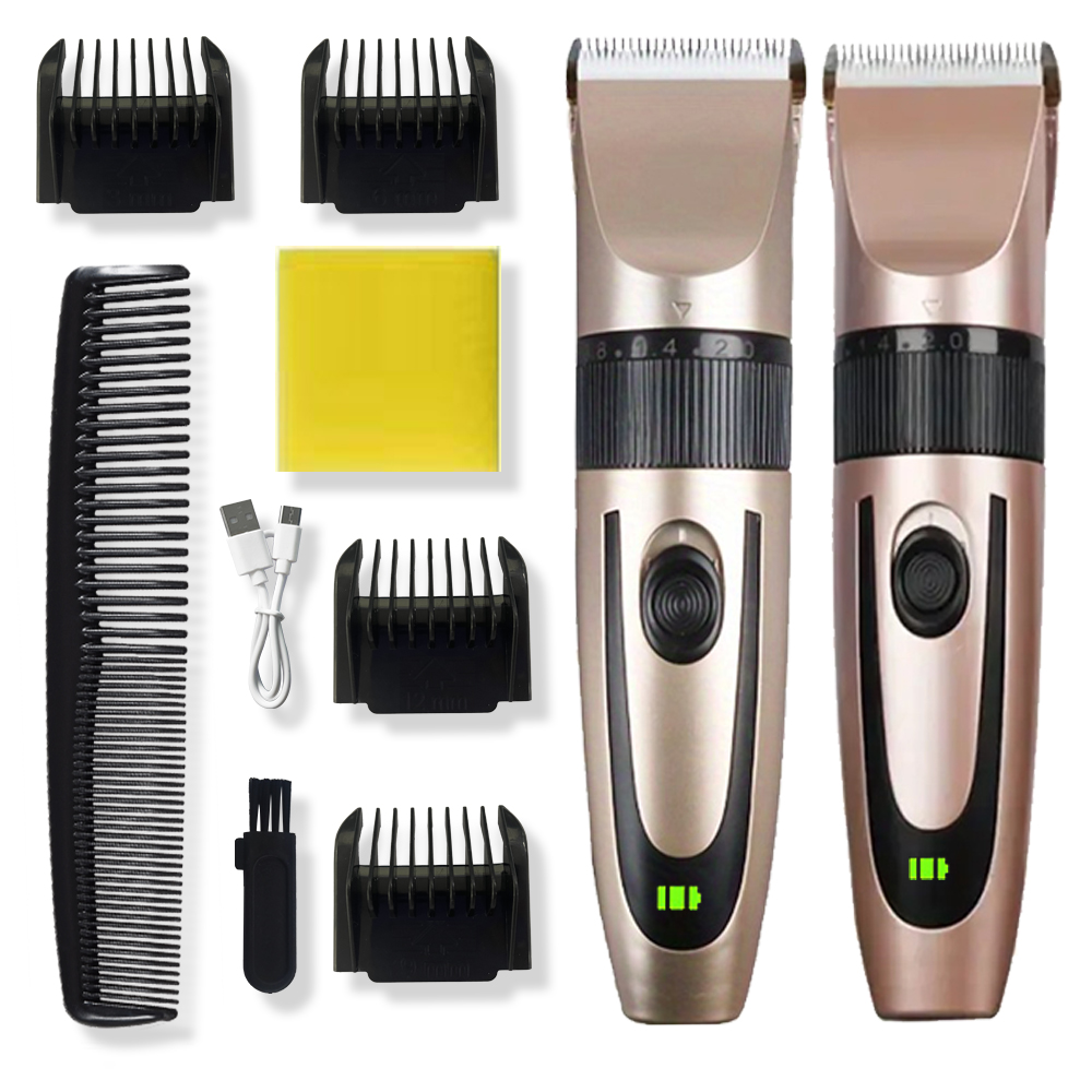 Men Rechargeable Professional Hair Clipper with Limit Comb and Beard Trimmer-Precise Cutting and Shaving
